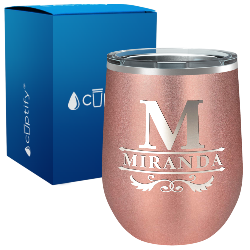 Personalized Initial Style Engraved on 12oz Wine Tumbler