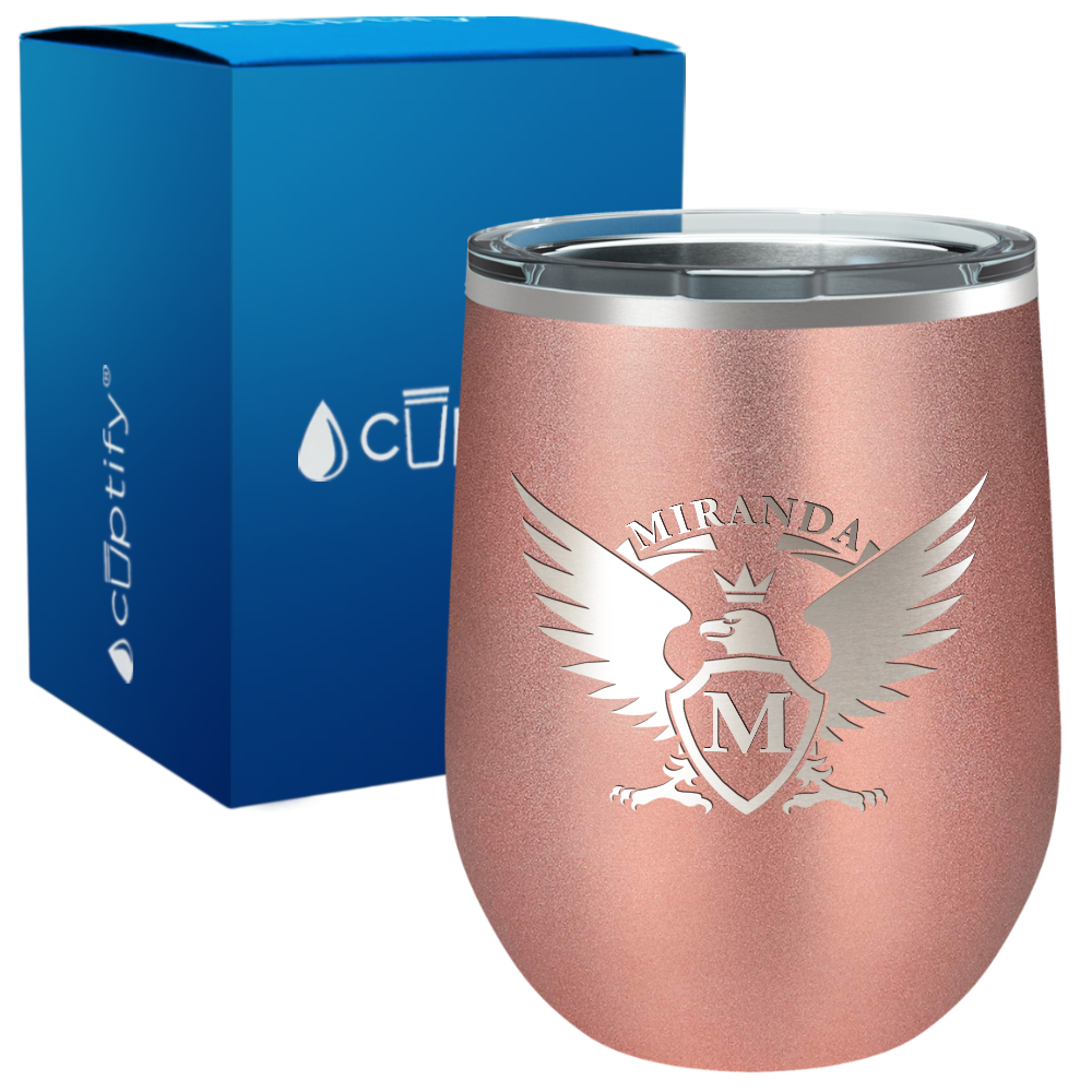 Personalized Eagle Engraved on 12oz Wine Tumbler