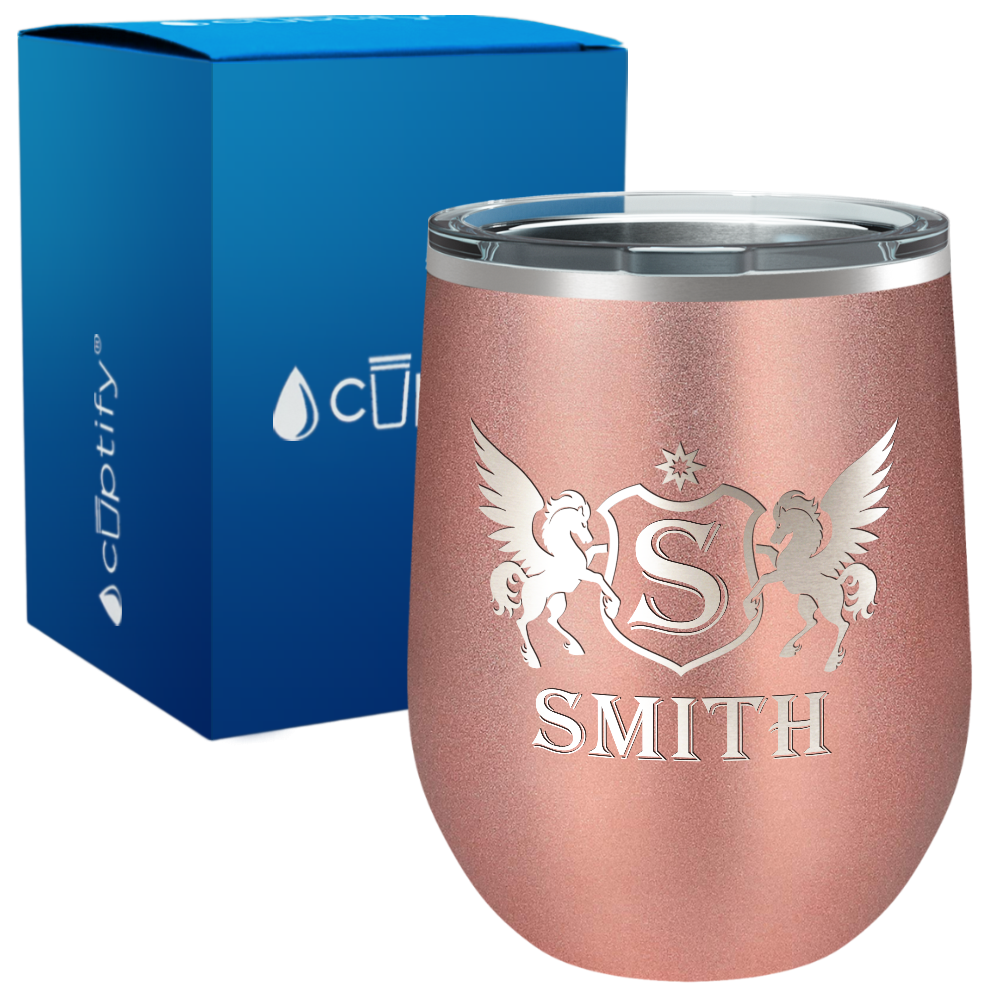 Personalized Pegasus Engraved on 12oz Wine Tumbler