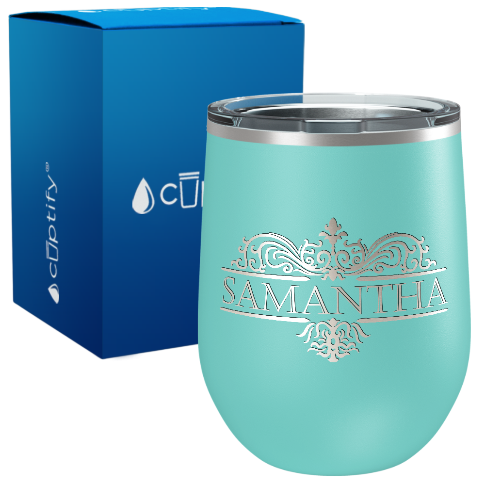Personalized Vestige Monogram Engraved on 12oz Wine Tumbler