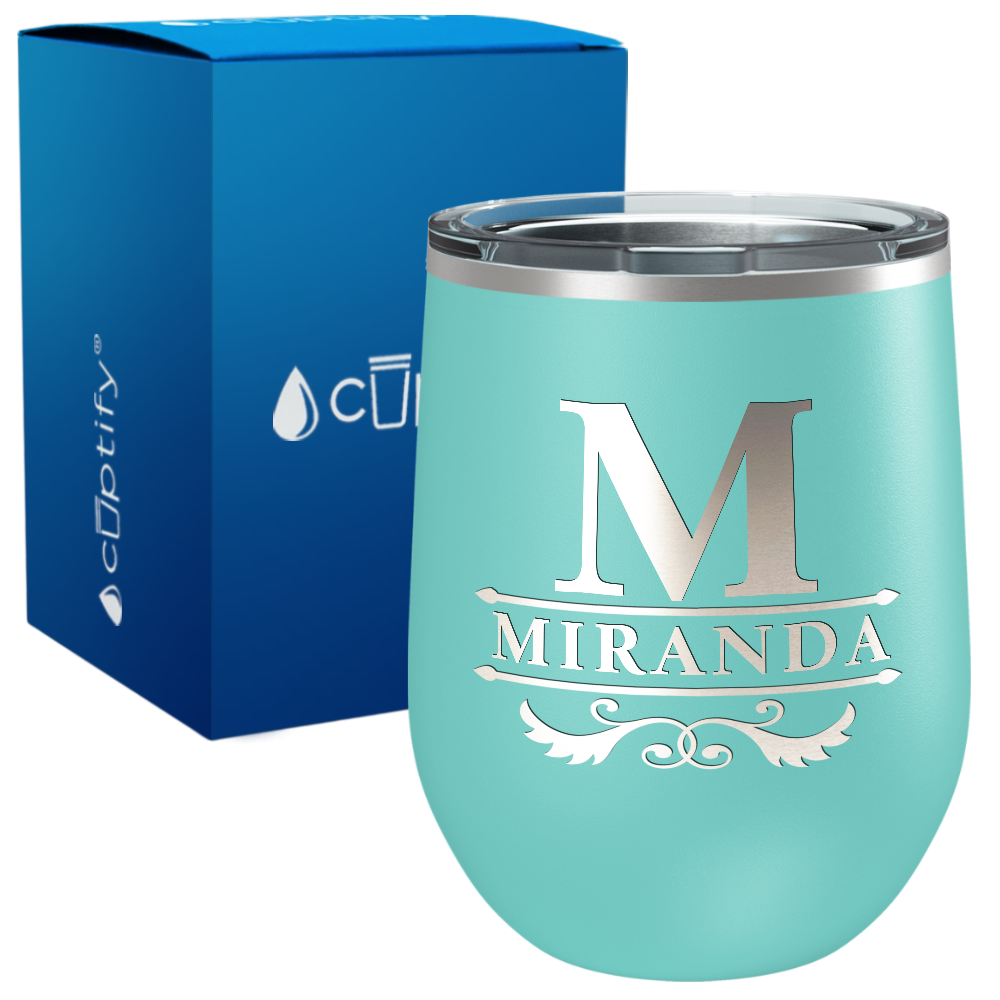 Personalized Initial Style Engraved on 12oz Wine Tumbler