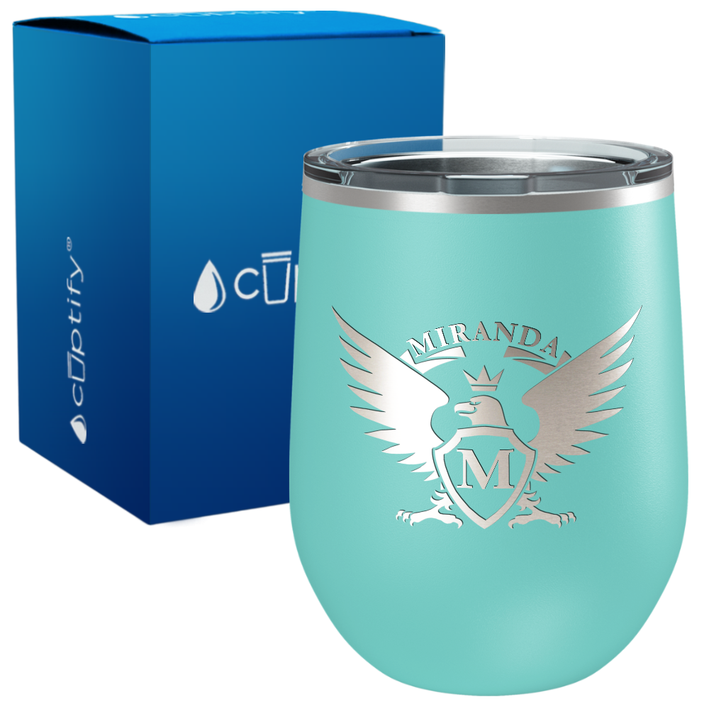 Personalized Eagle Engraved on 12oz Wine Tumbler
