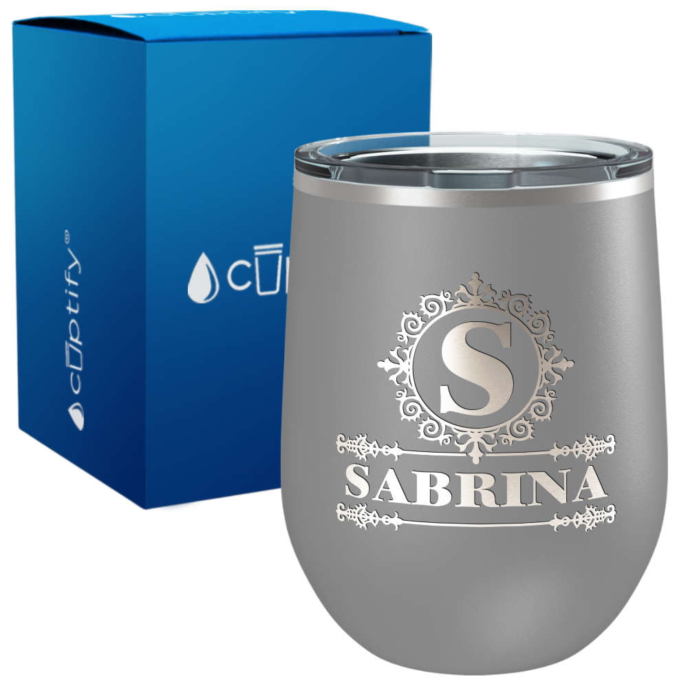 Personalized Ultramodern Monogram Engraved on 12oz Wine Tumbler