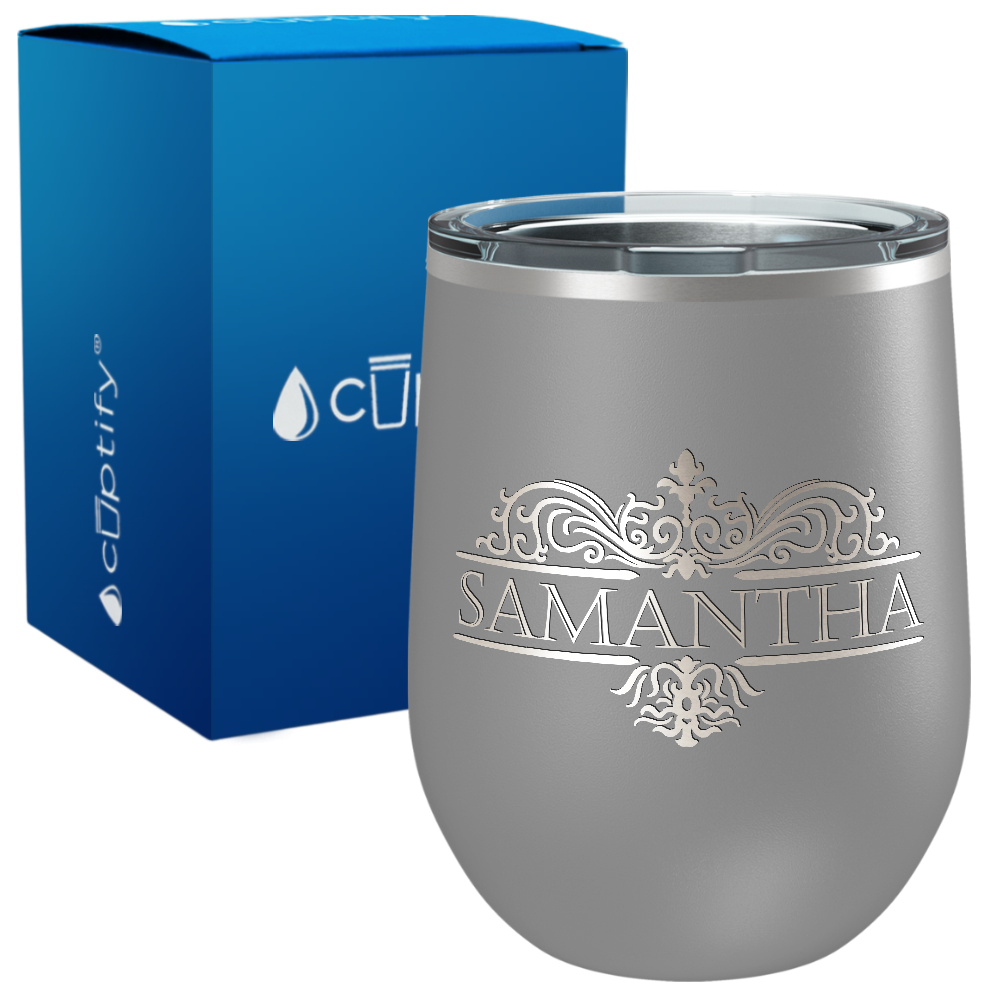 Personalized Vestige Monogram Engraved on 12oz Wine Tumbler