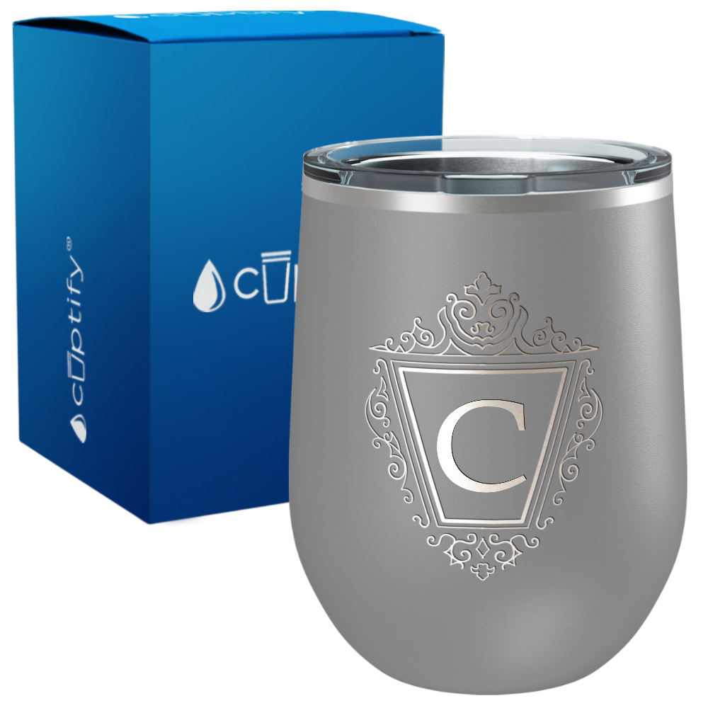 Personalized Classic Crest Monogram Engraved on 12oz Wine Tumbler