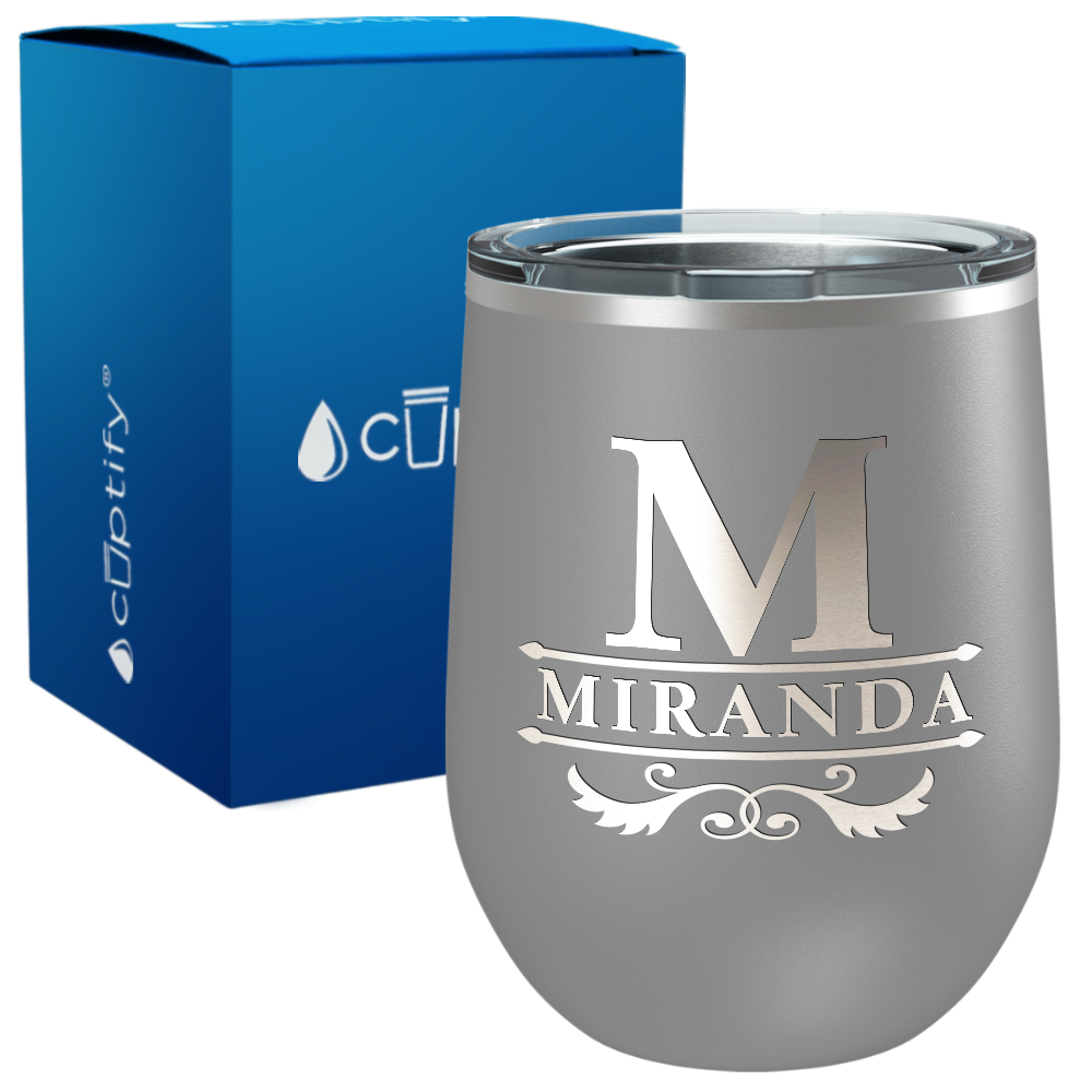 Personalized Initial Style Engraved on 12oz Wine Tumbler