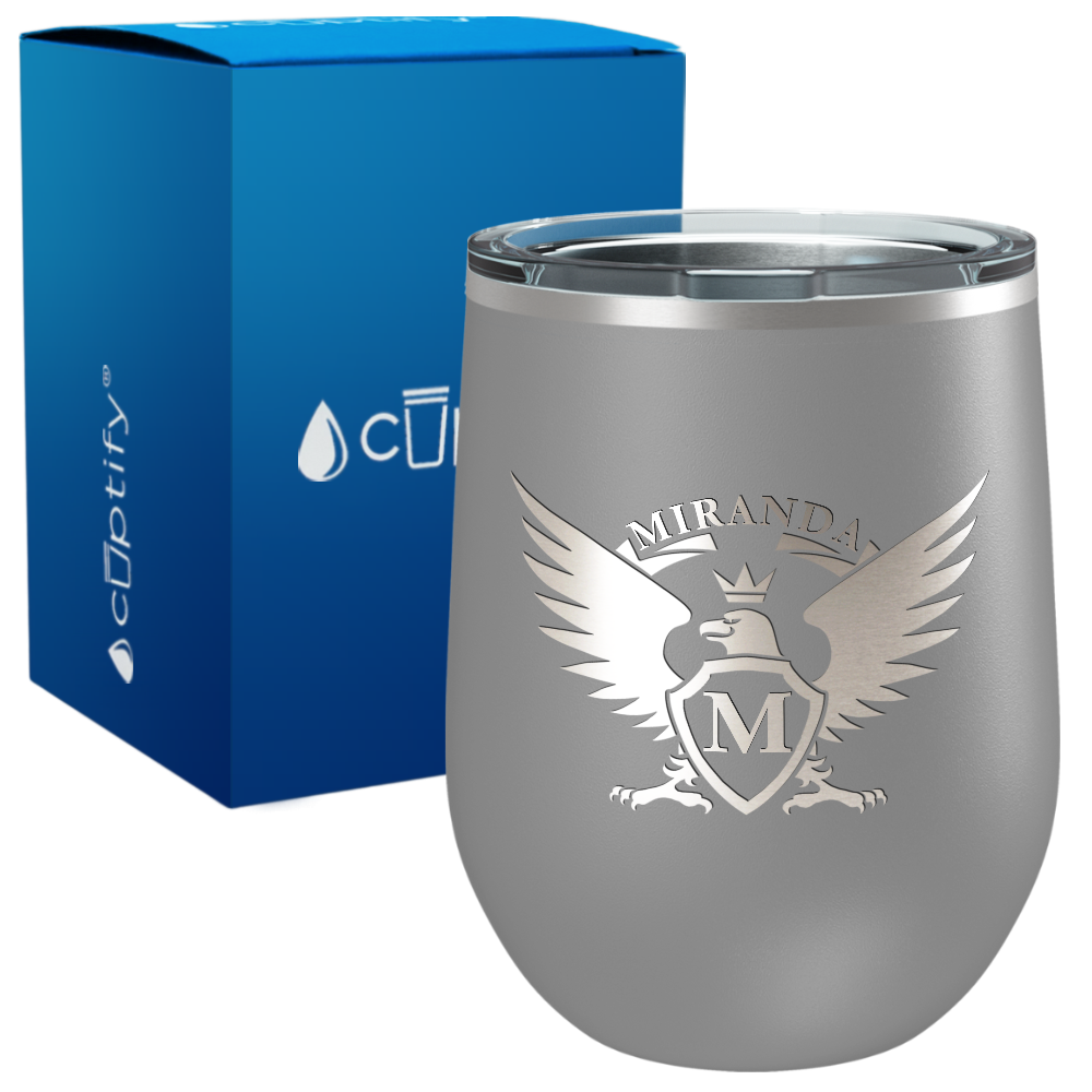 Personalized Eagle Engraved on 12oz Wine Tumbler