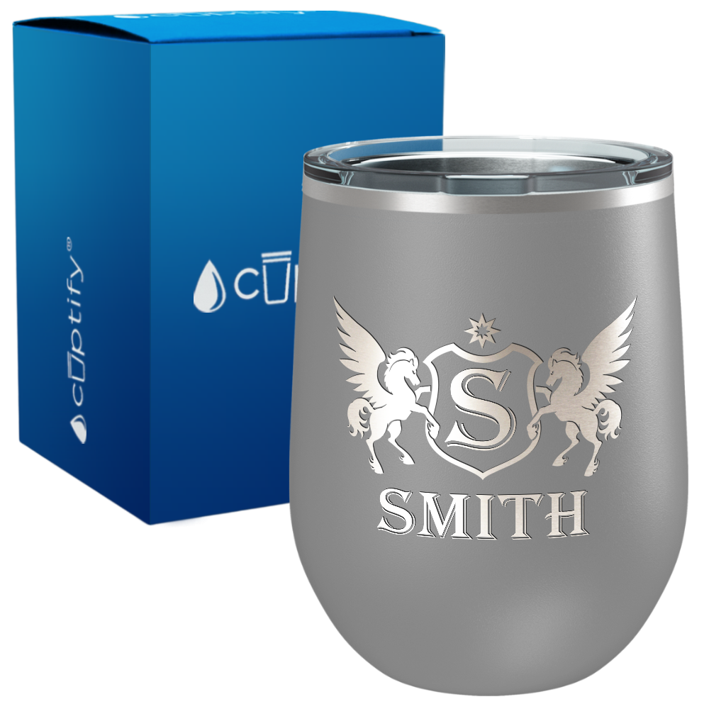 Personalized Pegasus Engraved on 12oz Wine Tumbler