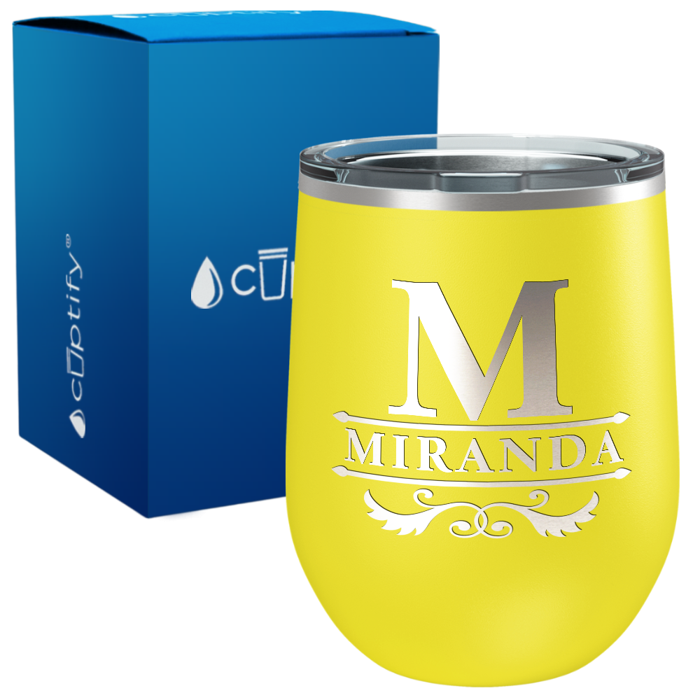 Personalized Initial Style Engraved on 12oz Wine Tumbler
