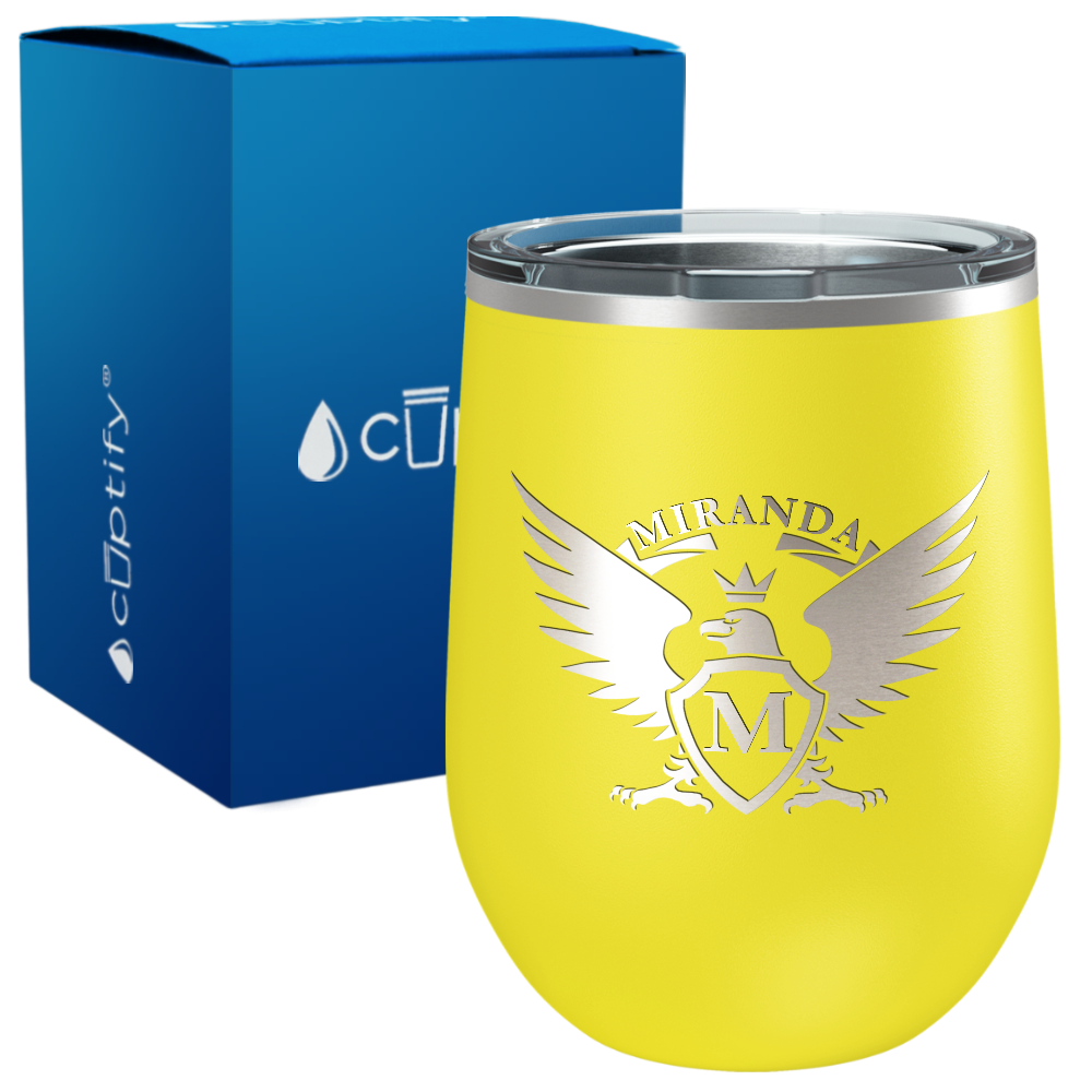 Personalized Eagle Engraved on 12oz Wine Tumbler