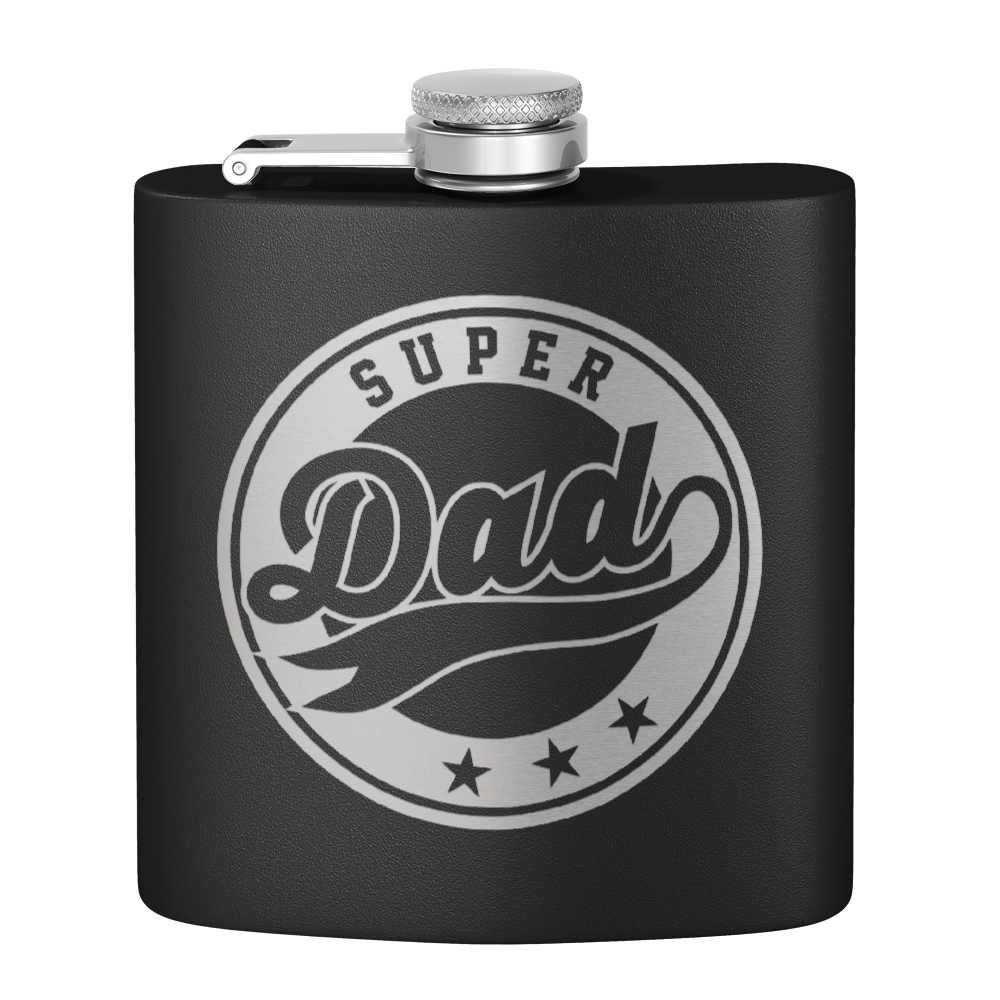 Super Dad 6oz Stainless Steel Hip Flask