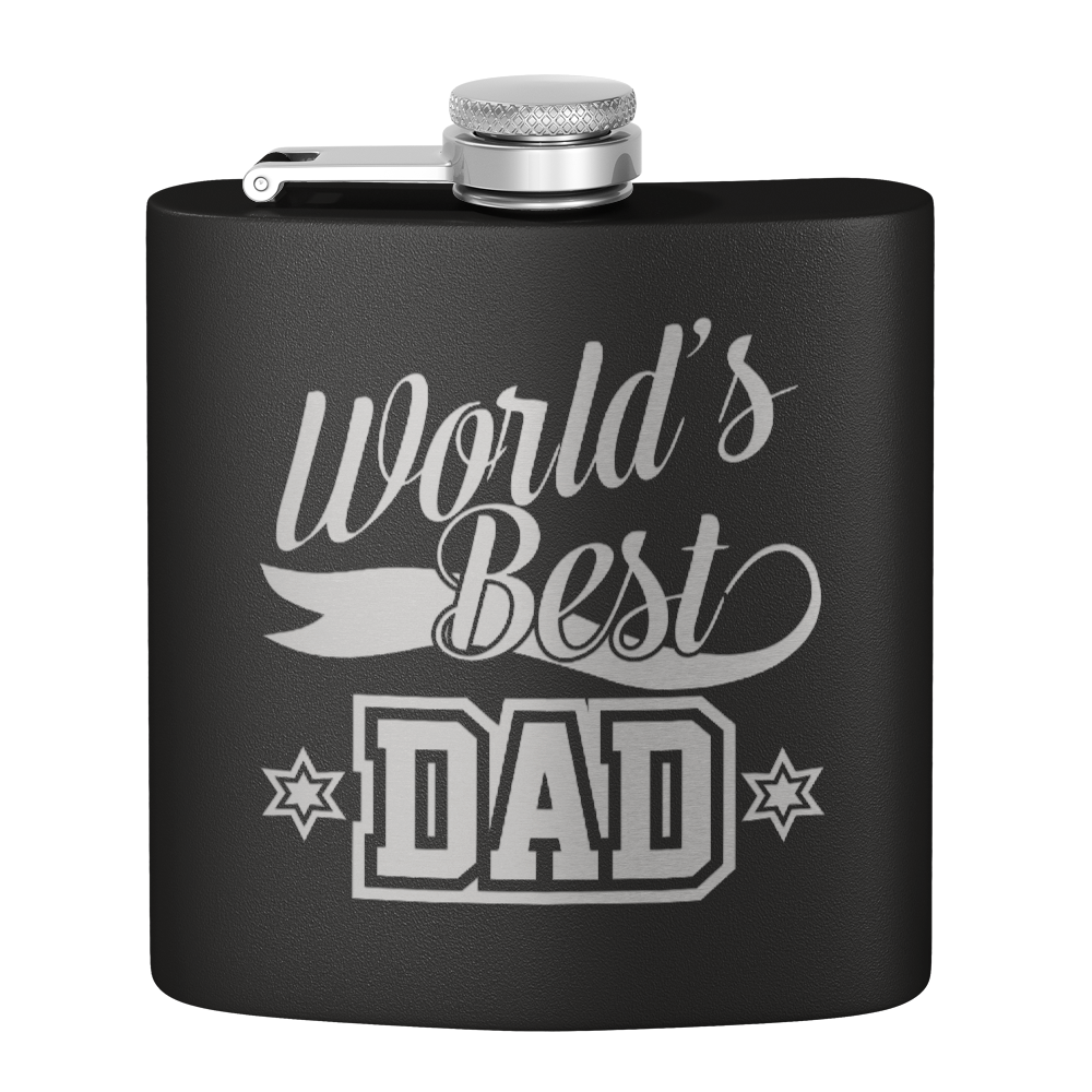 World's Best Dad 6oz Stainless Steel Hip Flask