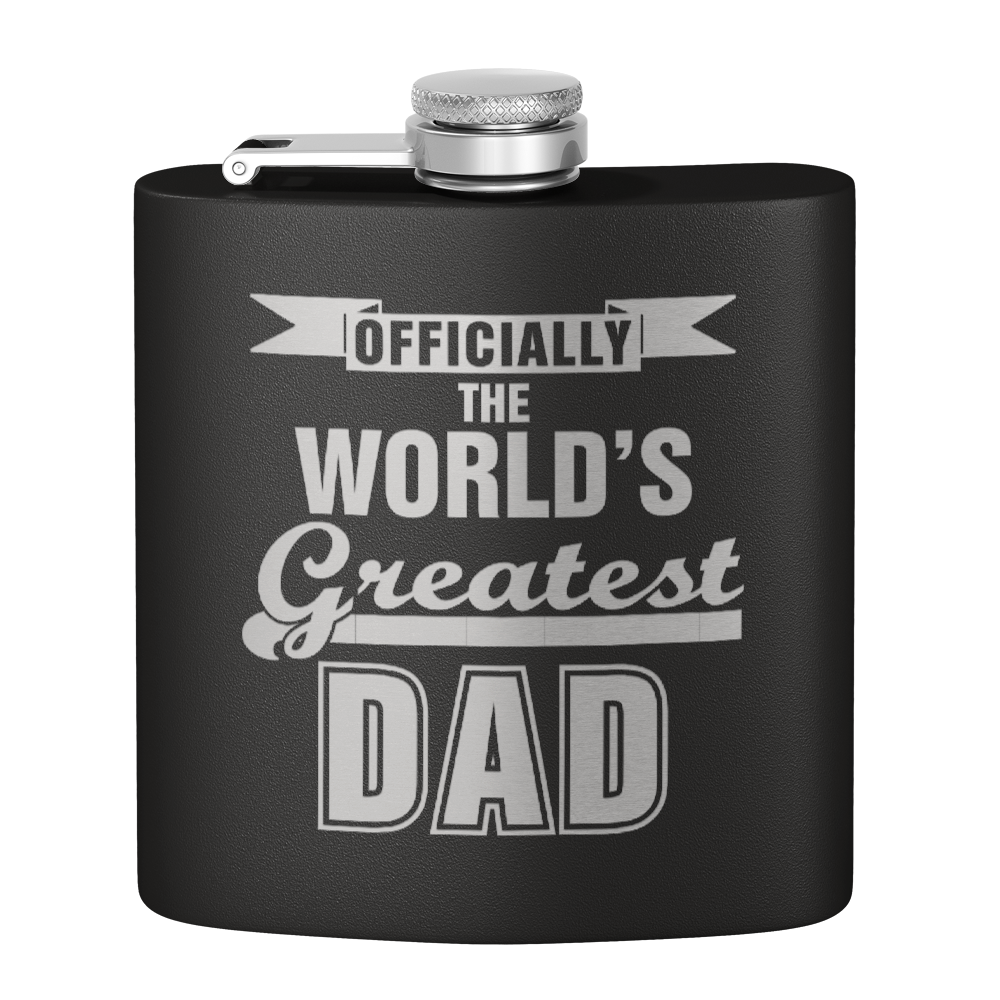 Officially the World's Greatest Dad 6oz Stainless Steel Hip Flask