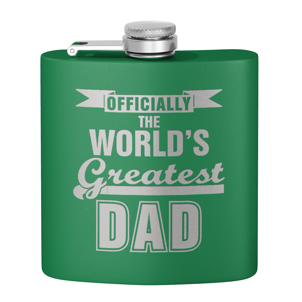 Officially the World's Greatest Dad 6oz Stainless Steel Hip Flask
