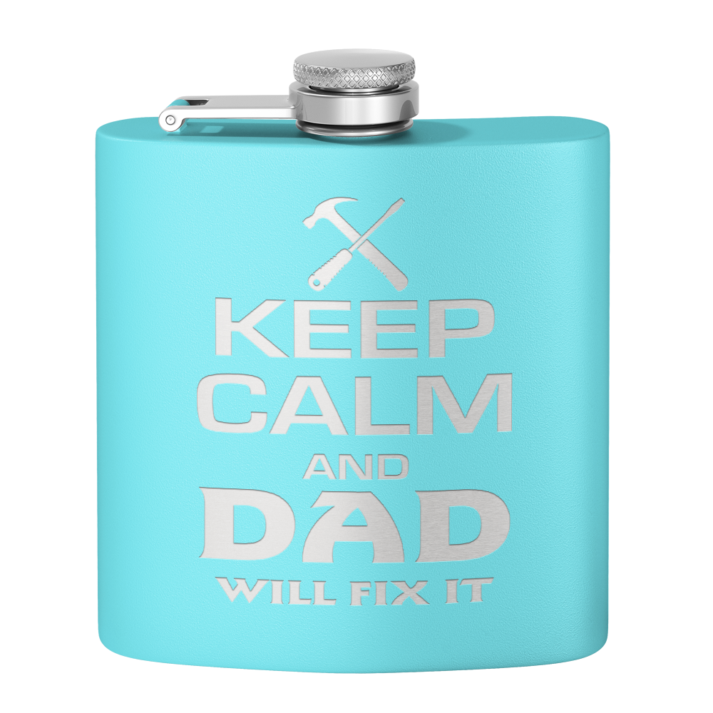 Keep Calm Dad Will Fix it 6oz Stainless Steel Hip Flask