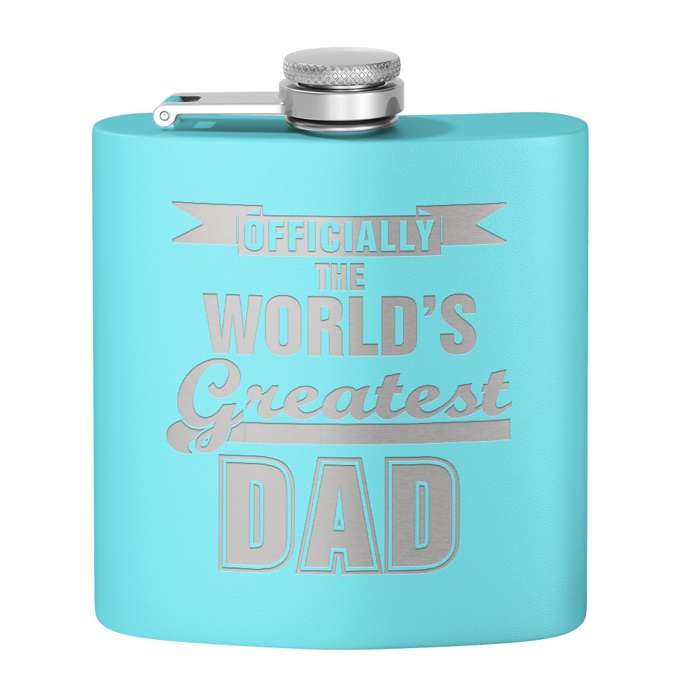 Officially the World's Greatest Dad 6oz Stainless Steel Hip Flask