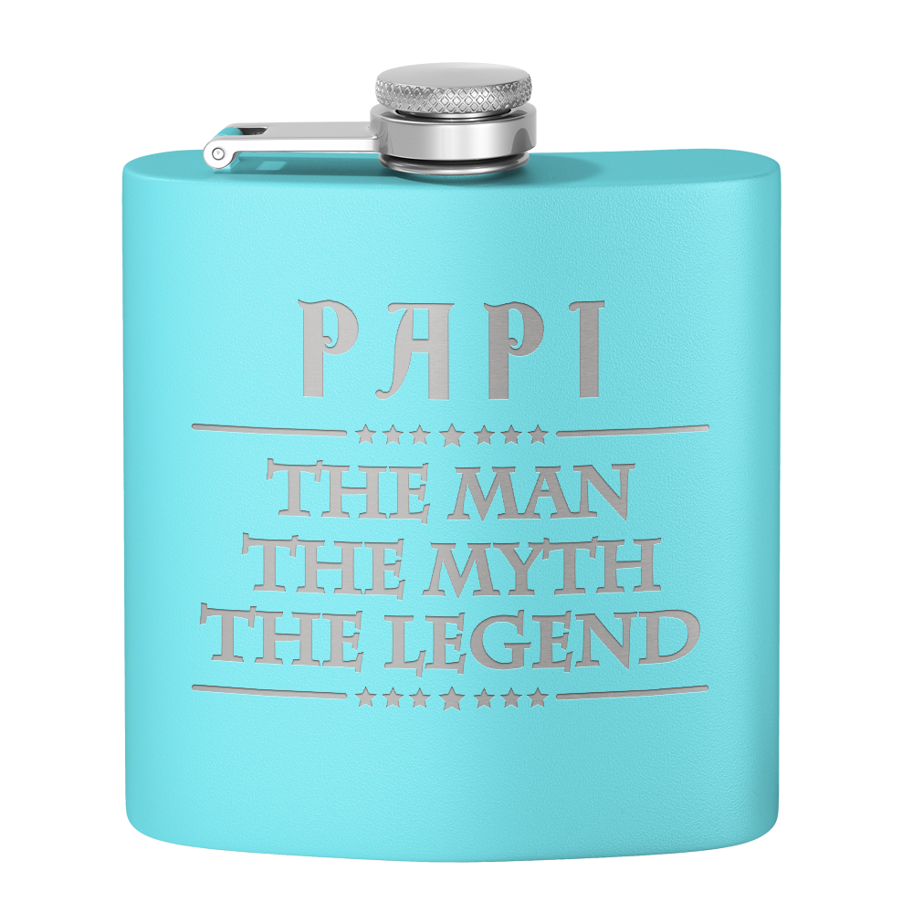 Papi The Man The Myth The Legend 6oz Stainless Steel Hip Flask