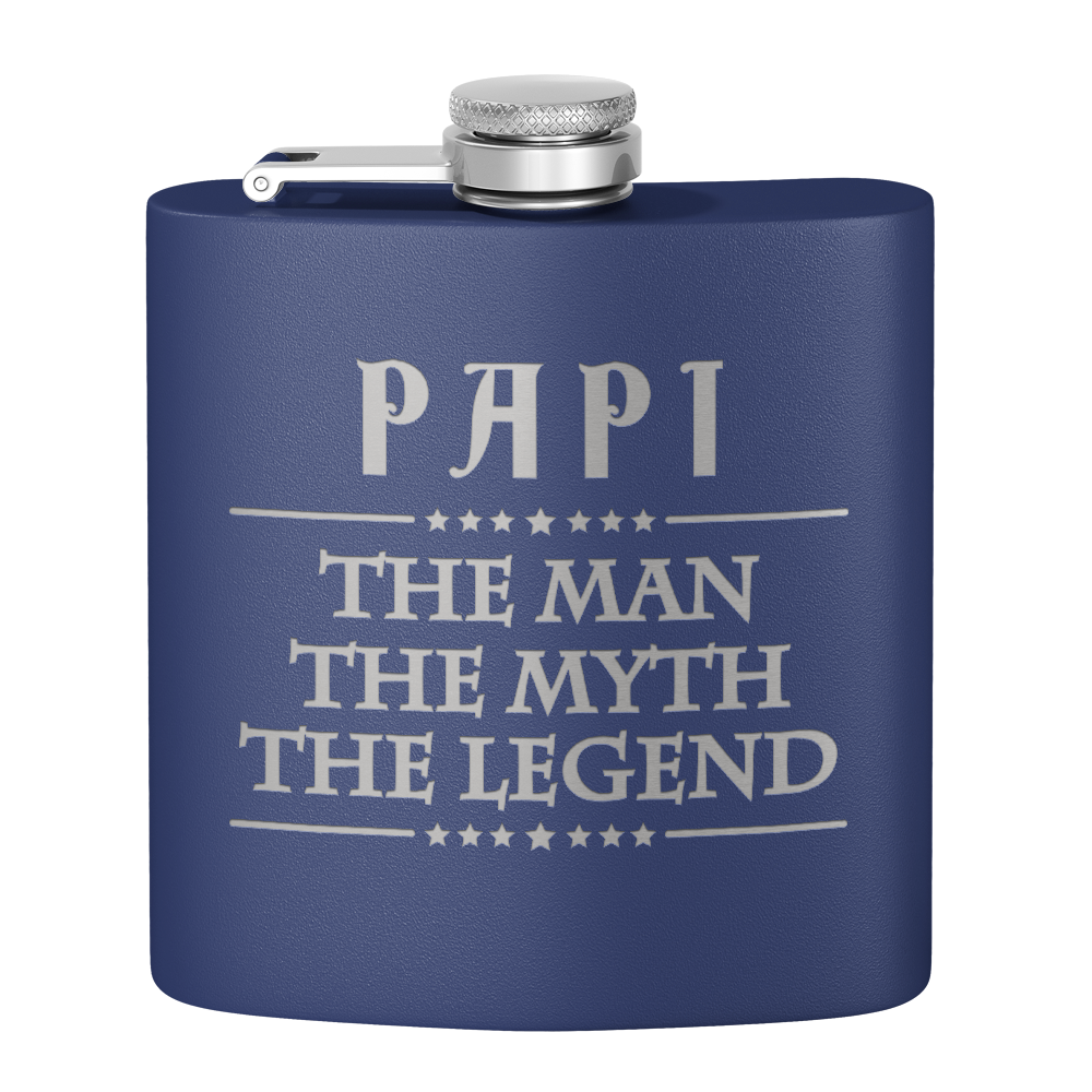 Papi The Man The Myth The Legend 6oz Stainless Steel Hip Flask