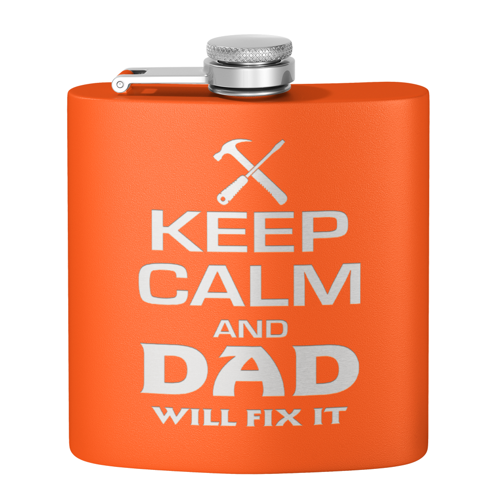 Keep Calm Dad Will Fix it 6oz Stainless Steel Hip Flask