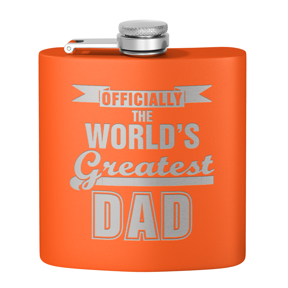 Officially the World's Greatest Dad 6oz Stainless Steel Hip Flask