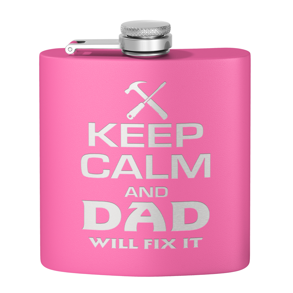 Keep Calm Dad Will Fix it 6oz Stainless Steel Hip Flask
