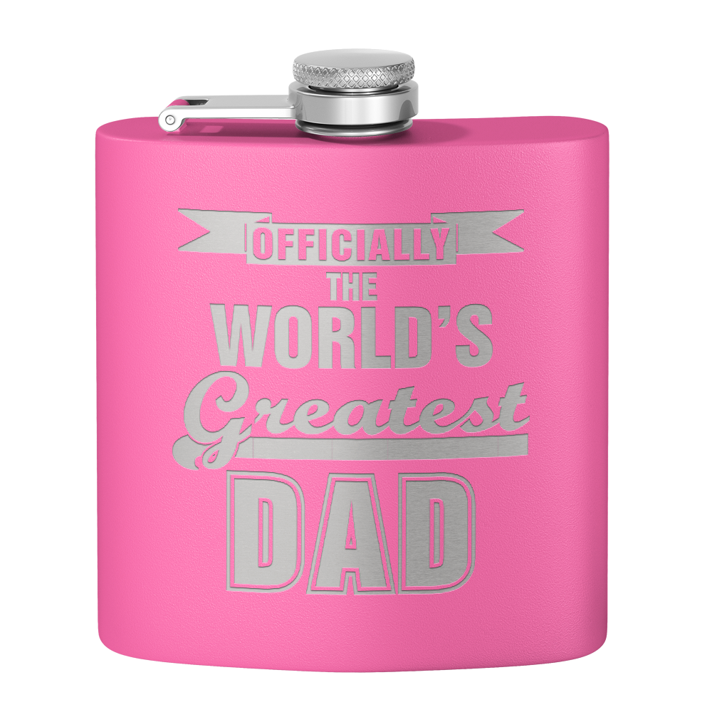 Officially the World's Greatest Dad 6oz Stainless Steel Hip Flask