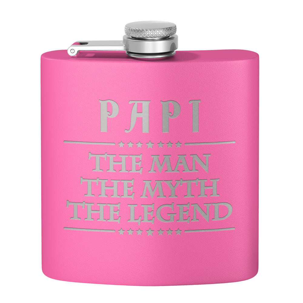 Papi The Man The Myth The Legend 6oz Stainless Steel Hip Flask