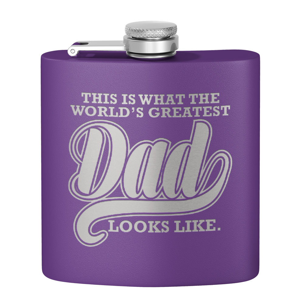 This is what the World's Greatest Dad Looks Like 6oz Stainless Steel Hip Flask