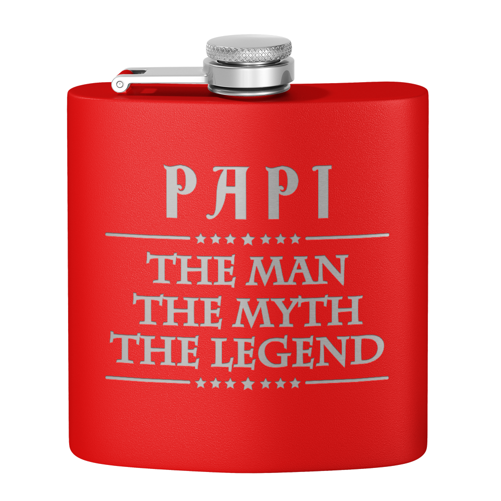 Papi The Man The Myth The Legend 6oz Stainless Steel Hip Flask