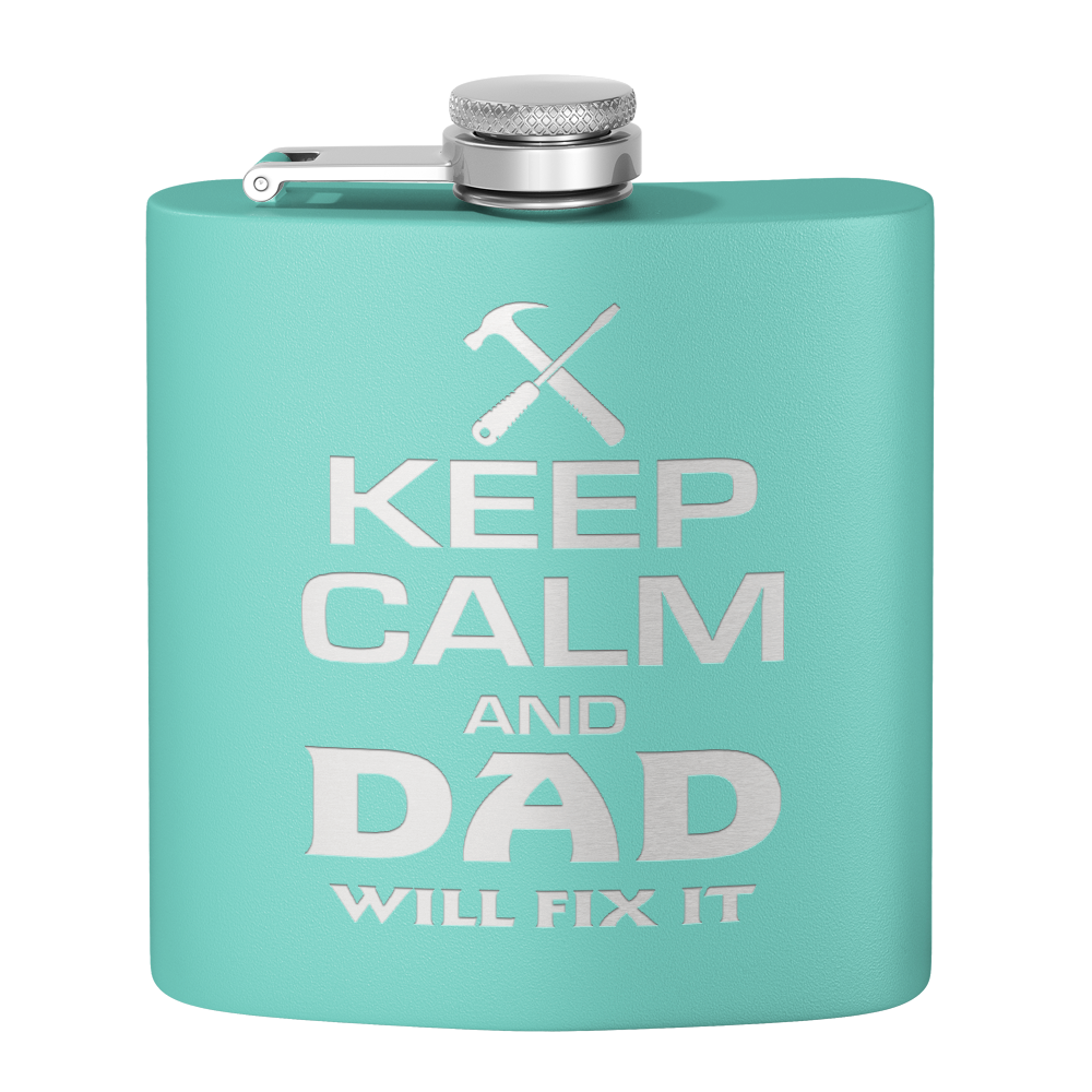 Keep Calm Dad Will Fix it 6oz Stainless Steel Hip Flask