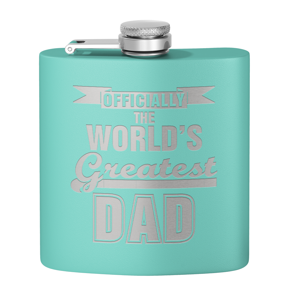 Officially the World's Greatest Dad 6oz Stainless Steel Hip Flask