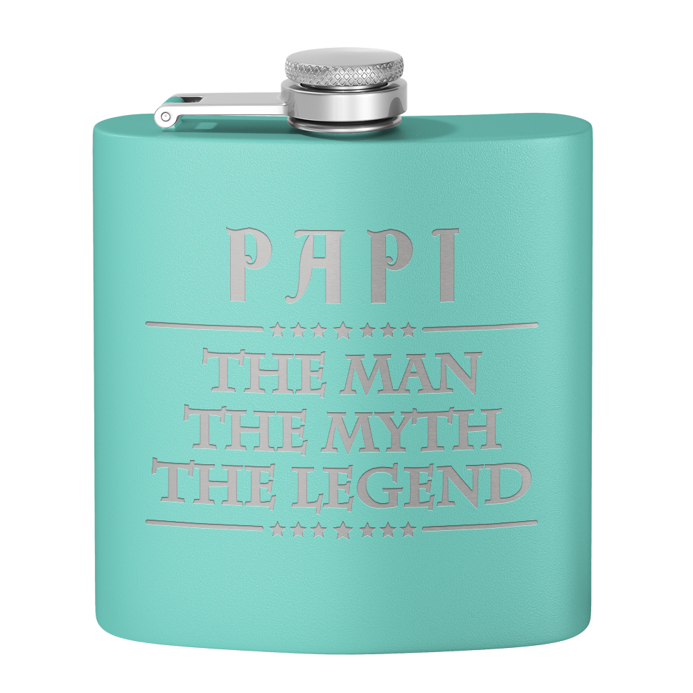 Papi The Man The Myth The Legend 6oz Stainless Steel Hip Flask