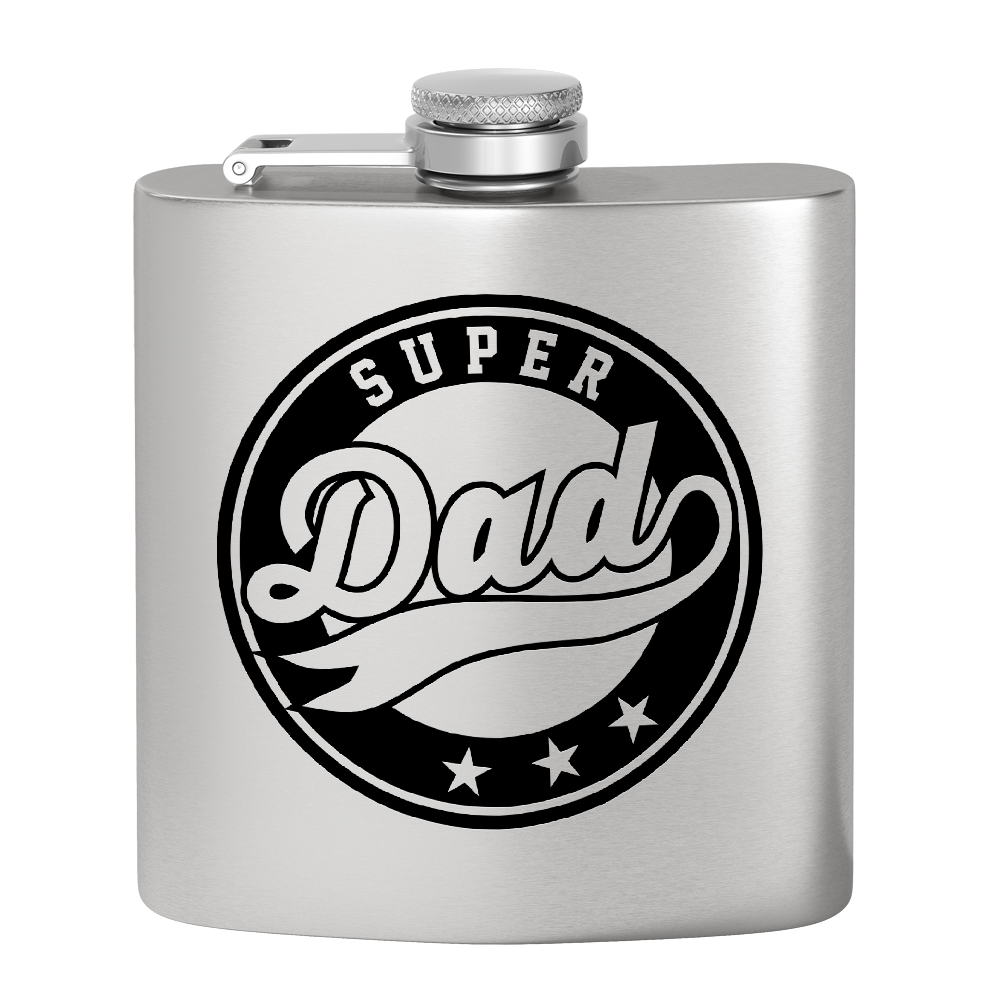 Super Dad 6oz Stainless Steel Hip Flask