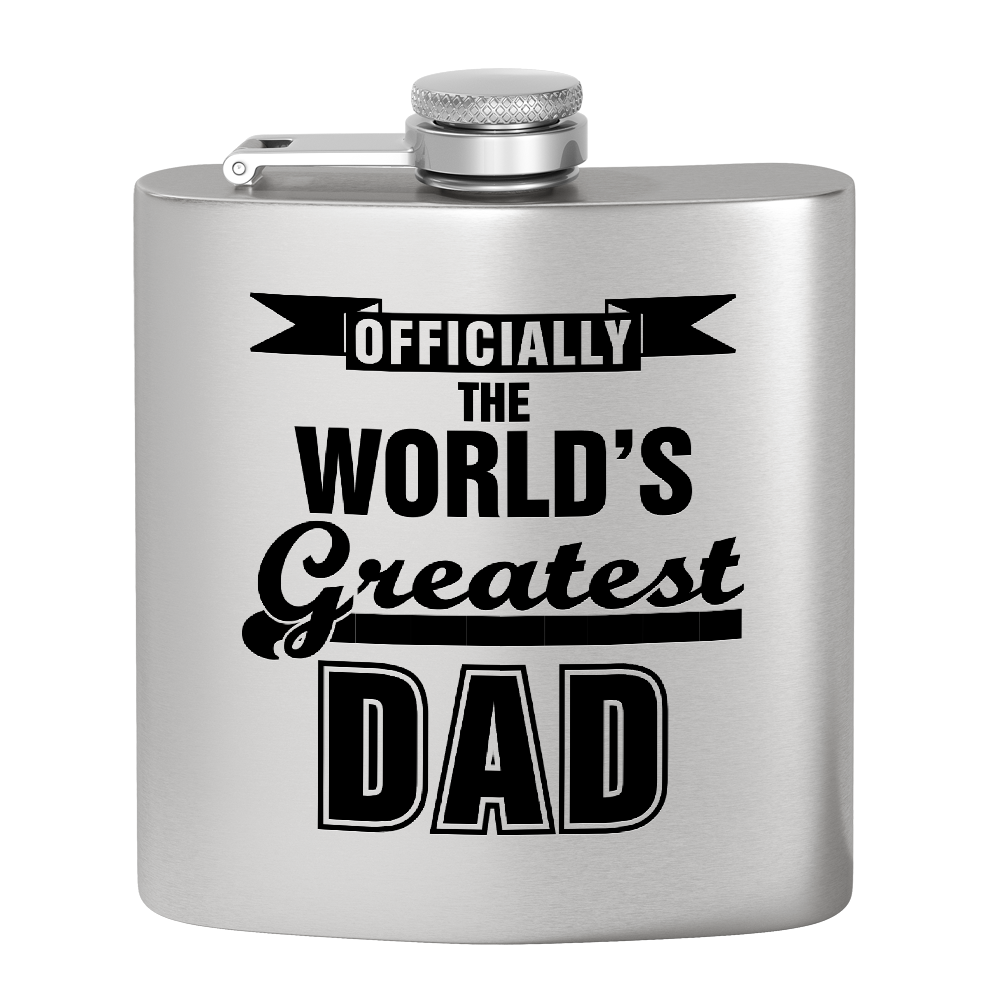 Officially the World's Greatest Dad 6oz Stainless Steel Hip Flask