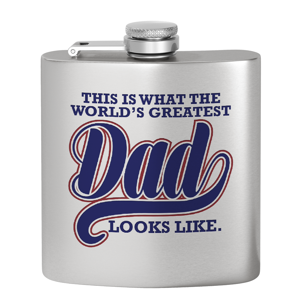 This is what the World's Greatest Dad Looks Like 6oz Stainless Steel Hip Flask