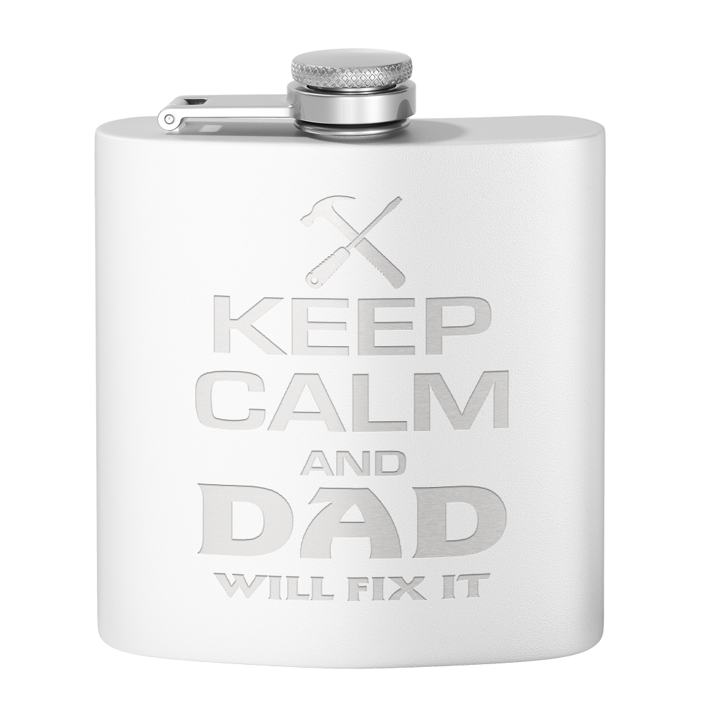 Keep Calm Dad Will Fix it 6oz Stainless Steel Hip Flask