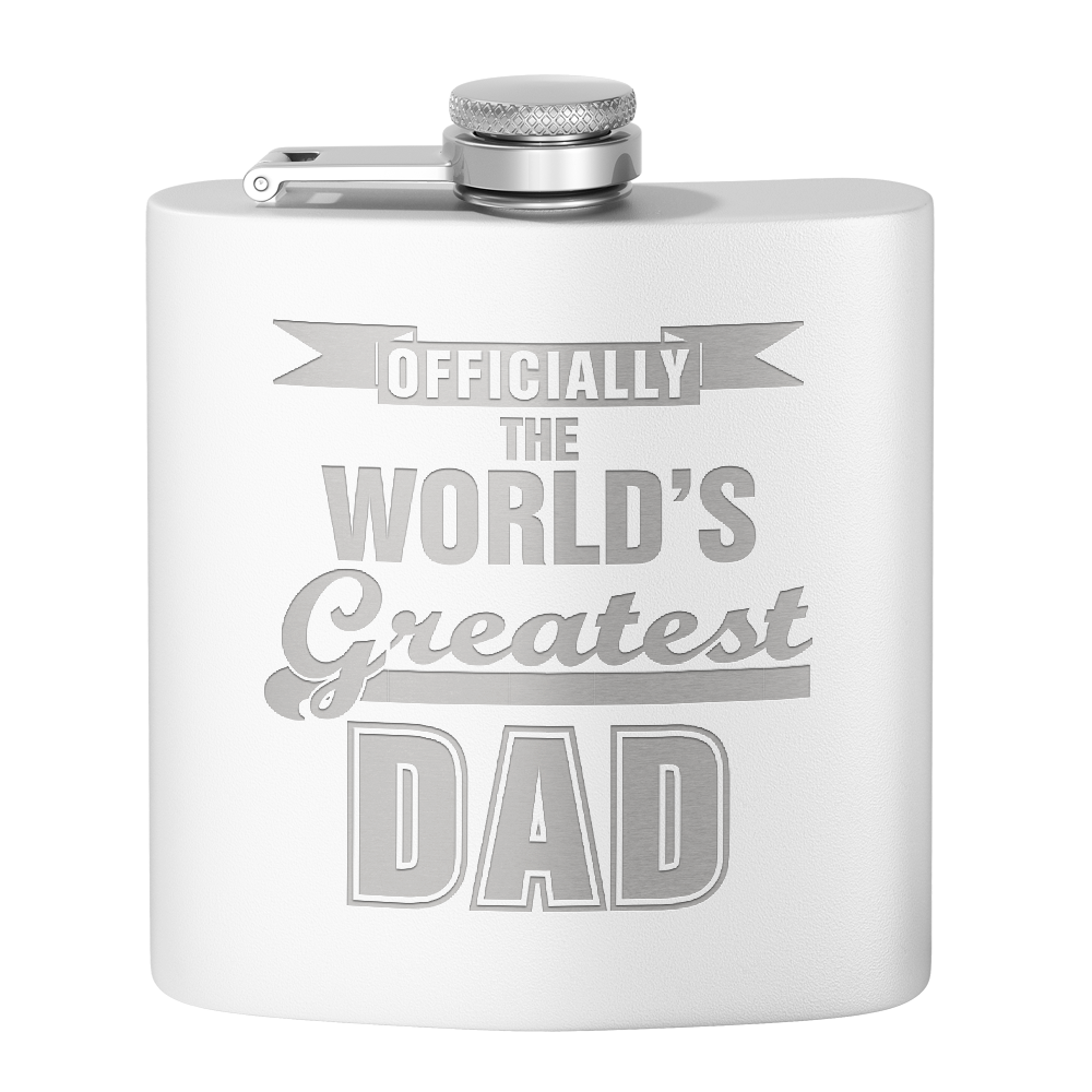 Officially the World's Greatest Dad 6oz Stainless Steel Hip Flask