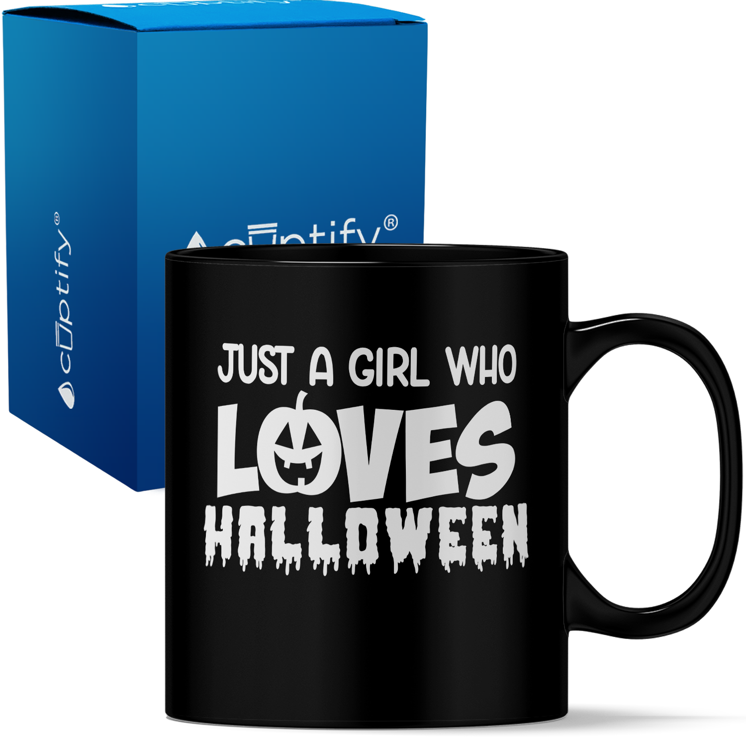 Just a Girl Who Loves Halloween on Black 11oz Halloween Coffee Mug