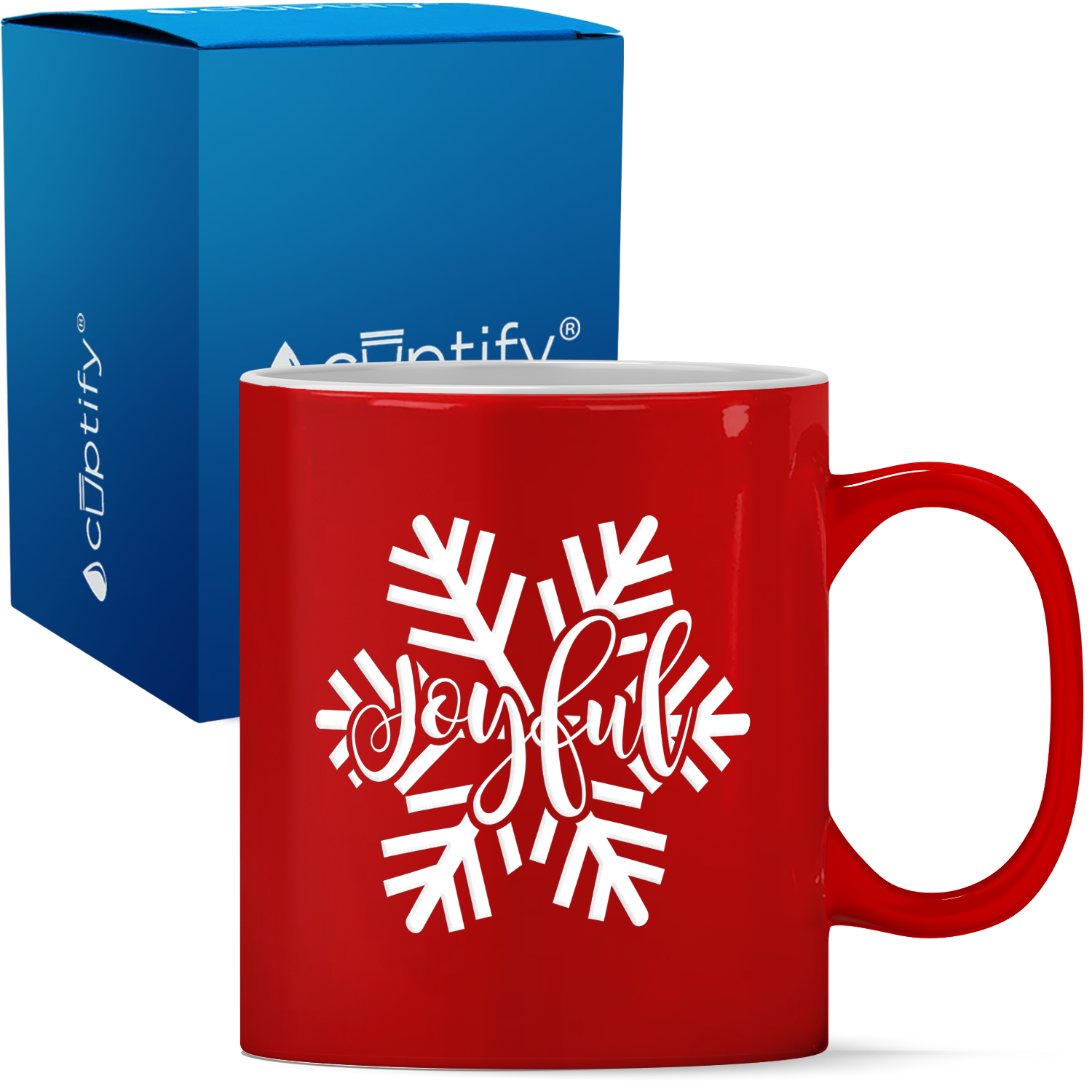 Joyful Snowflake Personalized 11oz Red Christmas Coffee Mug