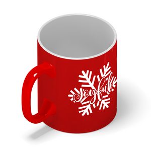 Joyful Snowflake Personalized 11oz Red Christmas Coffee Mug