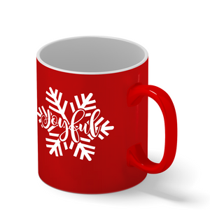 Joyful Snowflake Personalized 11oz Red Christmas Coffee Mug