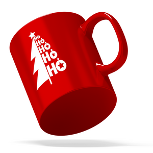 Ho Ho Ho Holiday Tree Personalized 11oz Red Christmas Coffee Mug