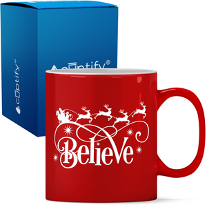 Believe in the Holiday Personalized 11oz Red Christmas Coffee Mug