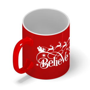 Believe in the Holiday Personalized 11oz Red Christmas Coffee Mug