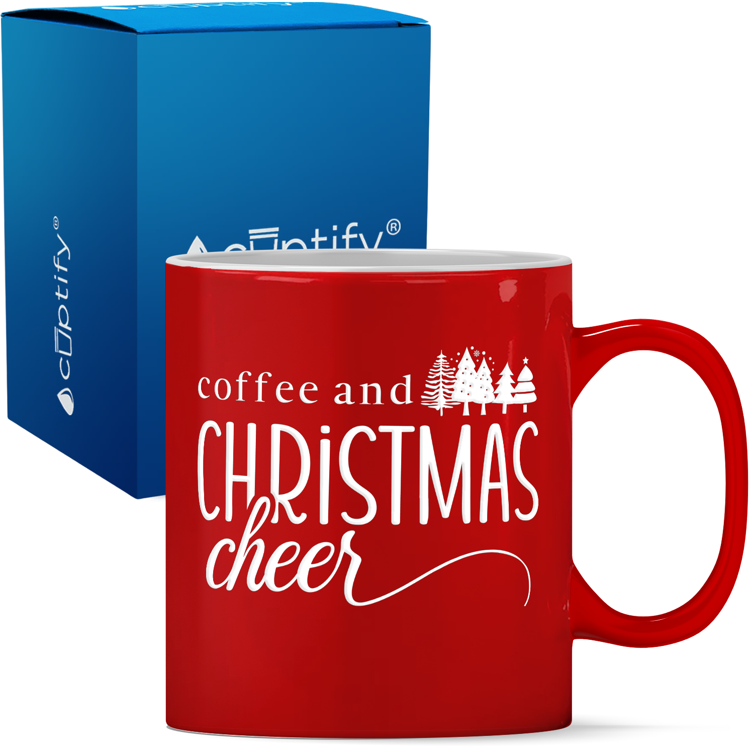Coffe and Christmas Cheer Personalized 11oz Red Christmas Coffee Mug