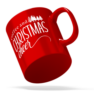 Coffe and Christmas Cheer Personalized 11oz Red Christmas Coffee Mug