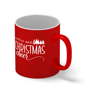Coffe and Christmas Cheer Personalized 11oz Red Christmas Coffee Mug