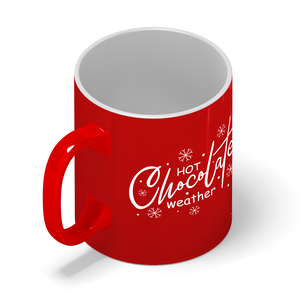 Hot Chocolate Weather Personalized 11oz Red Christmas Coffee Mug