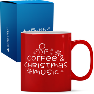 Coffee & Christmas Music Personalized 11oz Red Christmas Coffee Mug