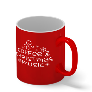 Coffee & Christmas Music Personalized 11oz Red Christmas Coffee Mug